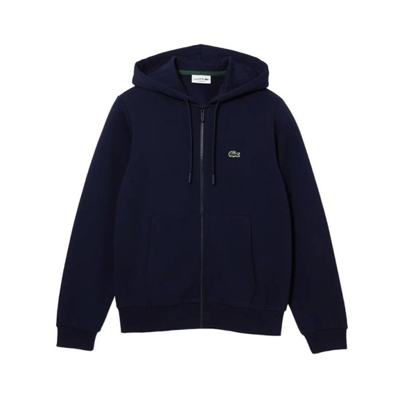 Men's Lacoste Classic Fit Navy Kangaroo Pocket Fleece Hoodie Sweatshirt 2XL XL - Picture 6 of 6